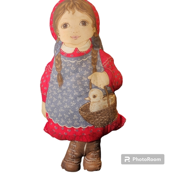 Vintage Sew and Stuff Girl Duck Basket Soft Pillow Doll Cotton Fabric Blend - Picture 8 of 8